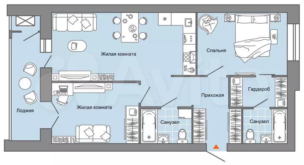 3-к. квартира, 76 м, 6/7 эт. - Фото 0