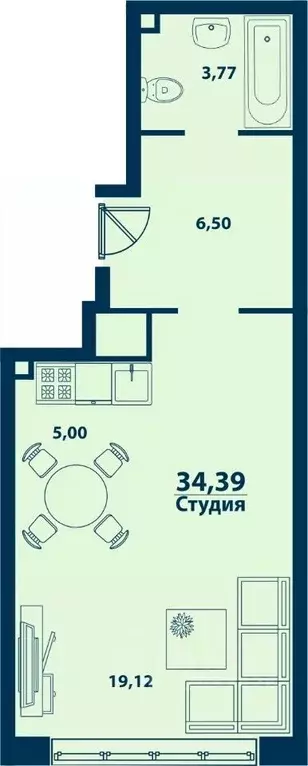 1-к кв. Башкортостан, Уфа ул. Ивана Спатара, 14 (34.39 м) - Фото 1