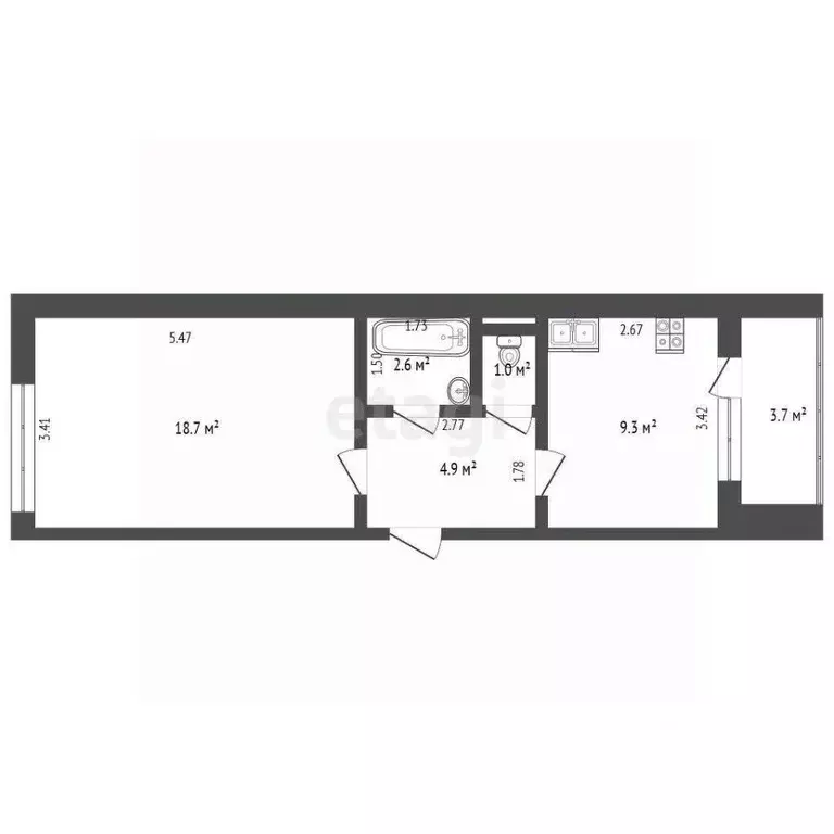 1-к кв. Самарская область, Самара ул. Авроры, 146В (36.0 м) - Фото 2