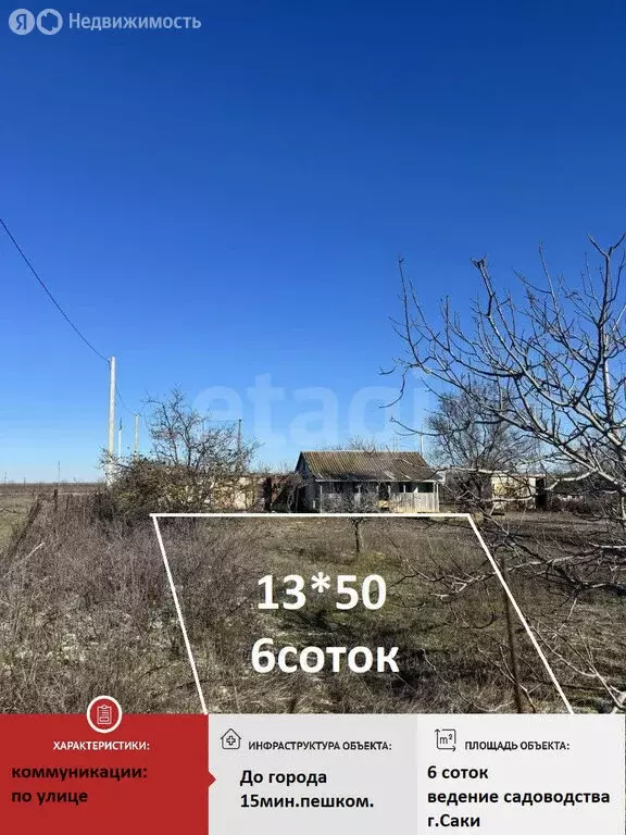 Участок в Саки, СНТ Химик-1 (6.6 м) - Фото 1