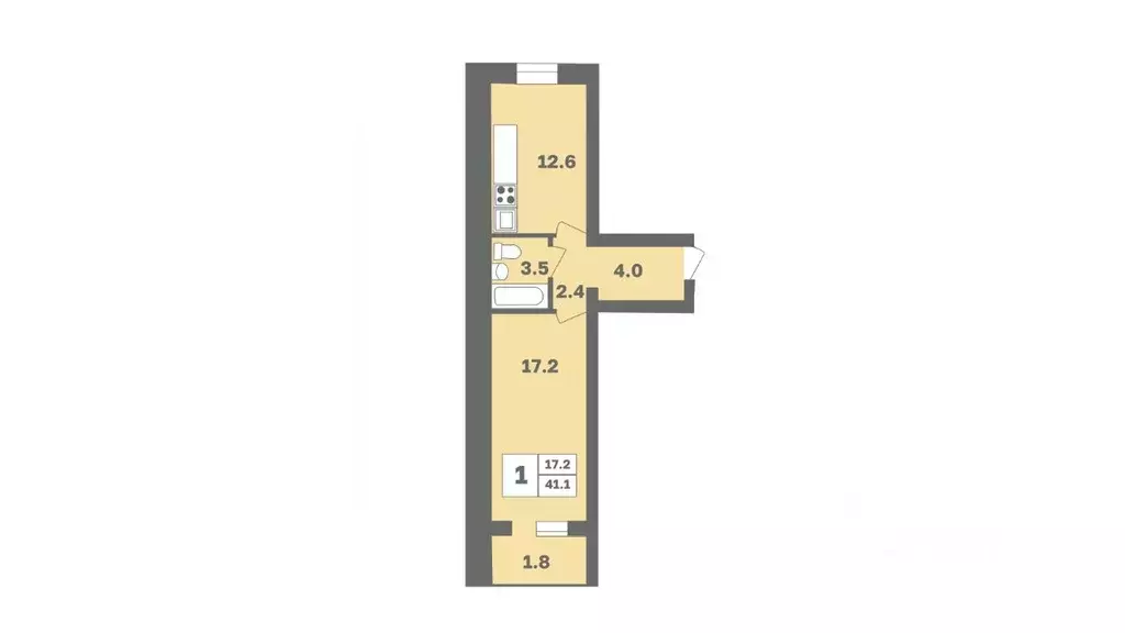 1-к кв. Башкортостан, Уфа Дагестанская ул., лит12 (41.1 м) - Фото 1