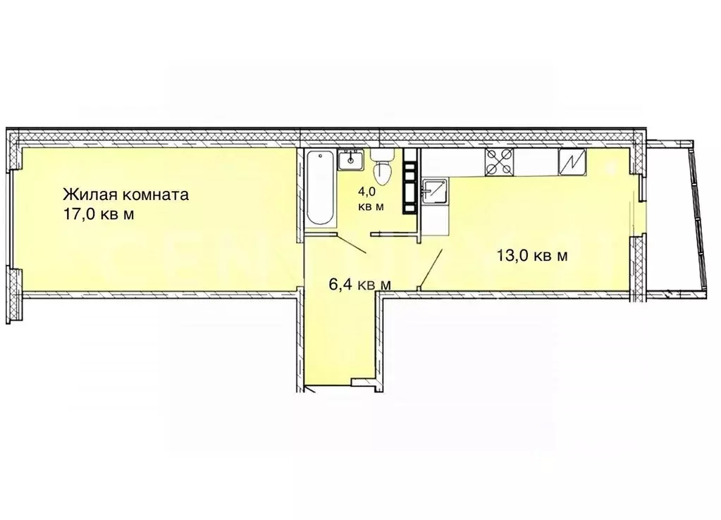 1-к кв. Чувашия, Чебоксары ул. Писателя Лаврентия Таллерова, 28 (43.0 ... - Фото 2