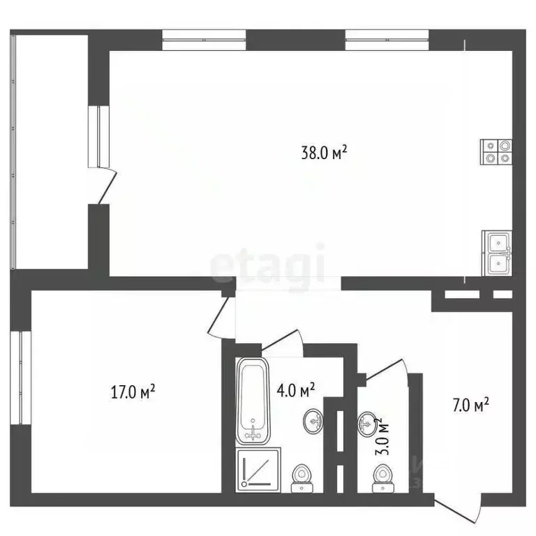 1-к кв. Тюменская область, Тюмень ул. Дмитрия Менделеева, 9 (69.1 м) - Фото 2