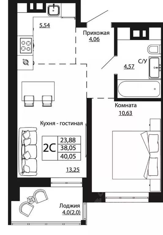 2-к кв. Ростовская область, Ростов-на-Дону ул. Текучева, 370/2 (39.53 ... - Фото 0