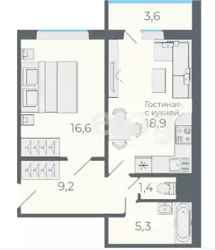 Продаётся 2-к квартира, 50.9 м - Фото 0