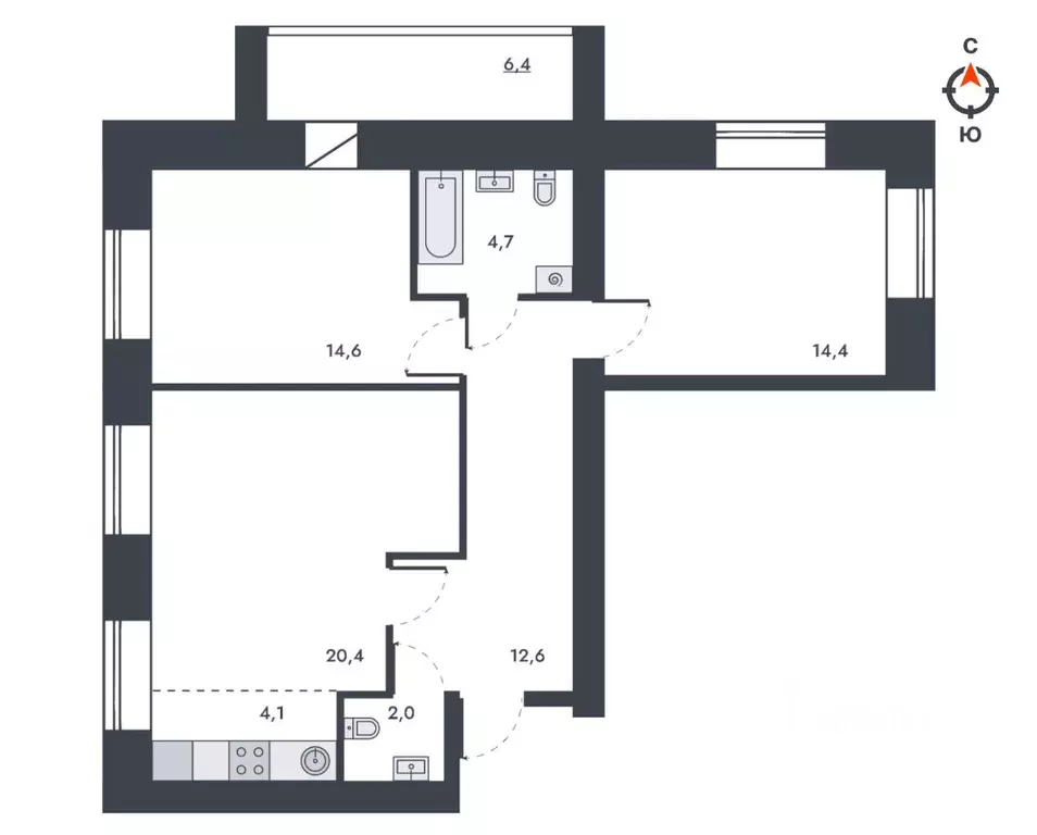 3-к кв. Кировская область, Киров ул. Капитана Дорофеева, 24 (79.2 м) - Фото 1