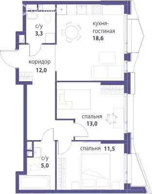 2-комнатная квартира: Москва, улица Крузенштерна (63.4 м) - Фото 0