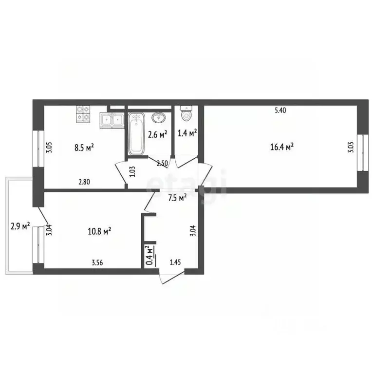 2-к кв. Хабаровский край, Комсомольск-на-Амуре Юбилейная ул., 6к3 ... - Фото 1