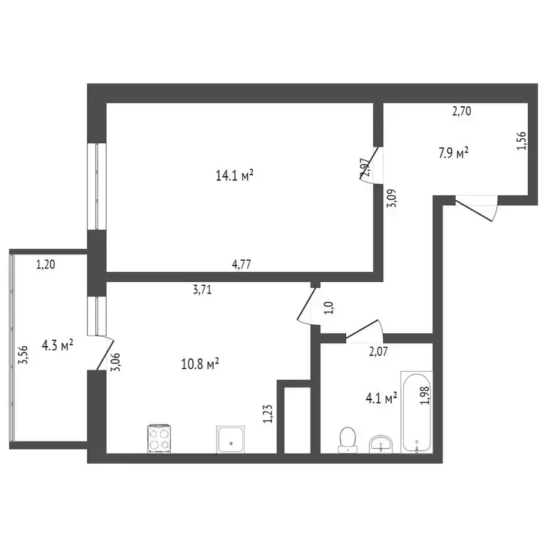 1-комнатная квартира: Тюмень, улица Парада Победы, 9 (36.3 м) - Фото 0