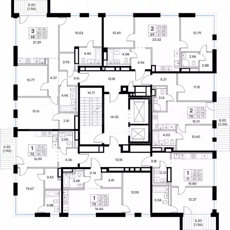 3-к. квартира, 87,1 м, 5/8 эт. - Фото 1