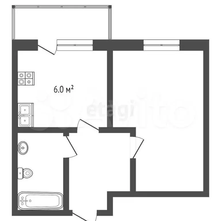 1-к. квартира, 21,4 м, 3/3 эт. - Фото 1