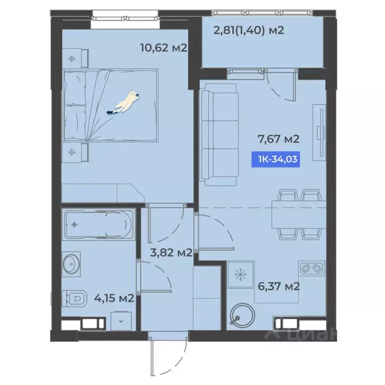 1-к кв. Краснодарский край, Краснодар ул. Краеведа Соловьева, 4 (34.03 ... - Фото 1