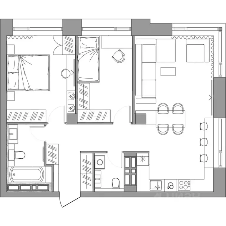 1-к кв. Приморский край, Владивосток ул. Маковского, 55к2 (71.3 м) - Фото 1