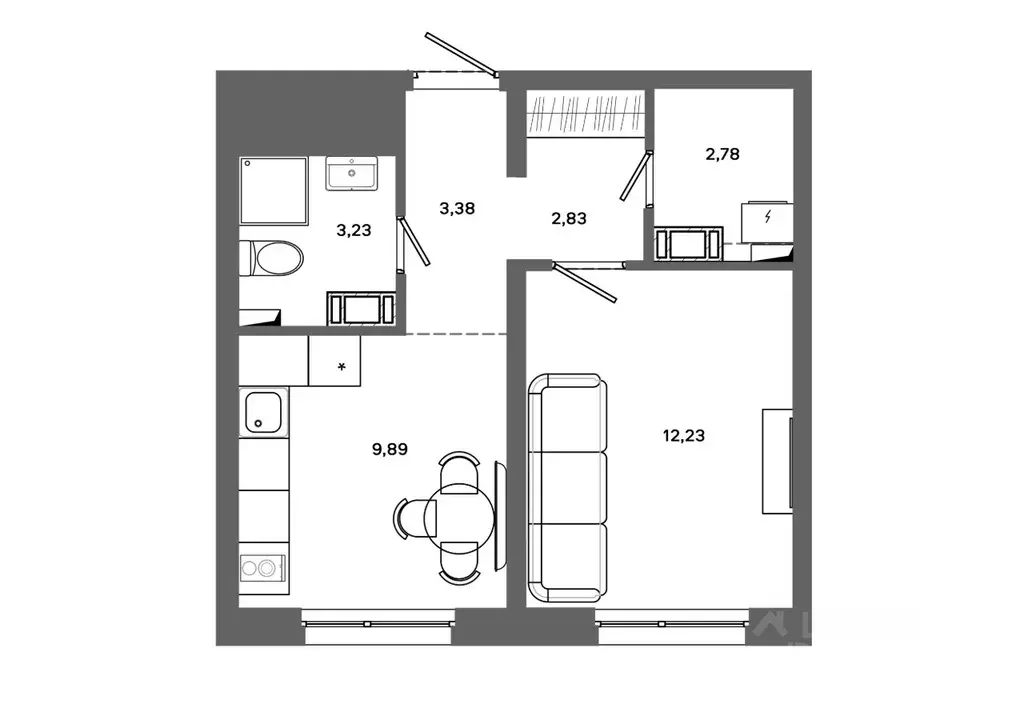 1-к кв. Ханты-Мансийский АО, Сургут 30А мкр,  (34.34 м) - Фото 0
