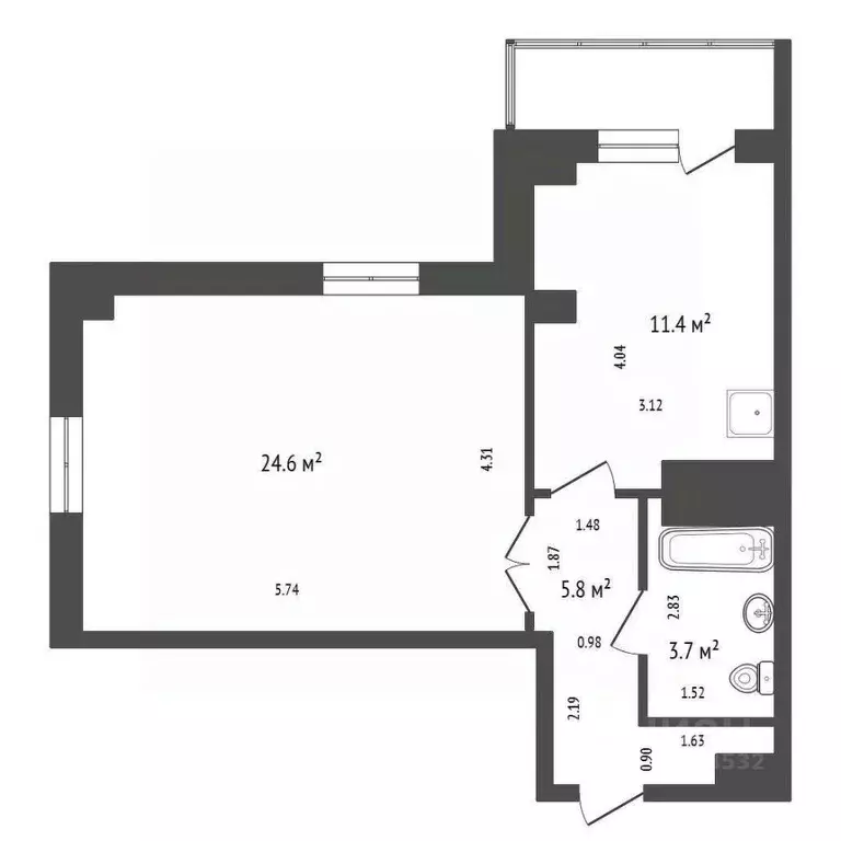 1-к кв. Красноярский край, Красноярск Караульная ул., 39 (46.7 м) - Фото 1