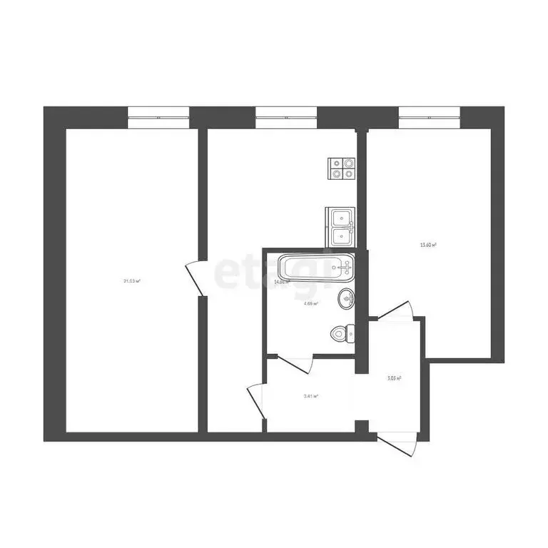 2-комнатная квартира: Петропавловск-Камчатский, улица Давыдова, 23 ... - Фото 1