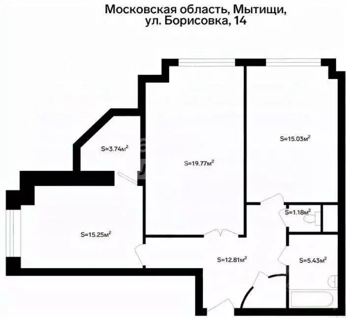 2-к кв. Московская область, Мытищи ул. Борисовка, 14 (71.31 м) - Фото 2