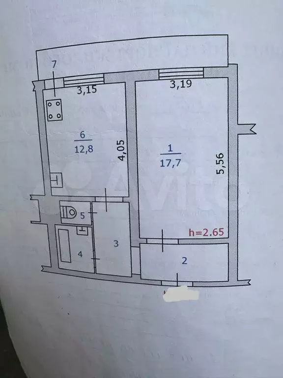 1-к. квартира, 44 м, 4/10 эт. - Фото 0