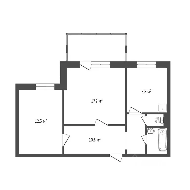 Продаётся 2-к квартира, 54 м - Фото 1