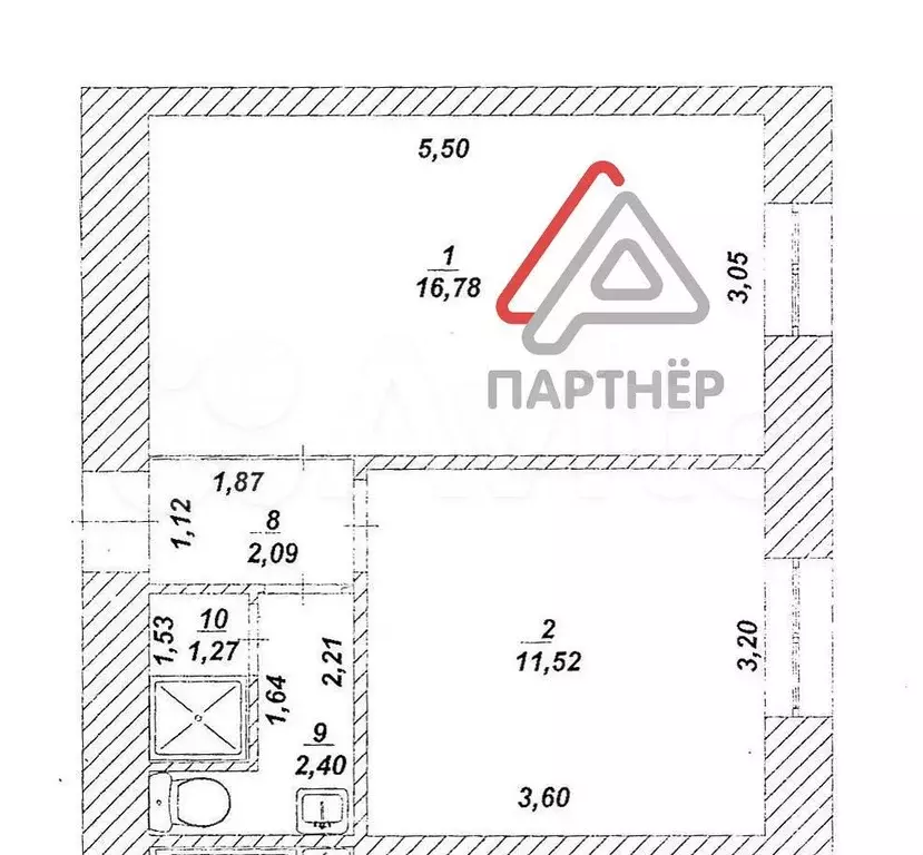 2-к. квартира, 34,1 м, 5/9 эт. - Фото 0