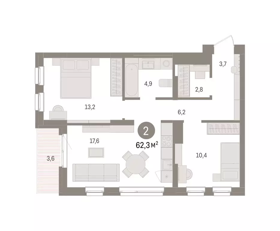 2-комнатная квартира: Челябинская область, Сосновский муниципальный ... - Фото 1