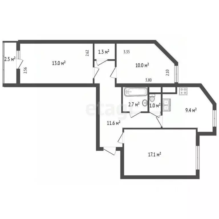 3-к кв. Санкт-Петербург Рыбацкий просп., 23/2 (66.1 м) - Фото 2