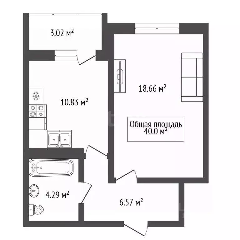 1-к кв. Новосибирская область, Кольцово рп просп. Никольский, 11 (40.0 ... - Фото 2