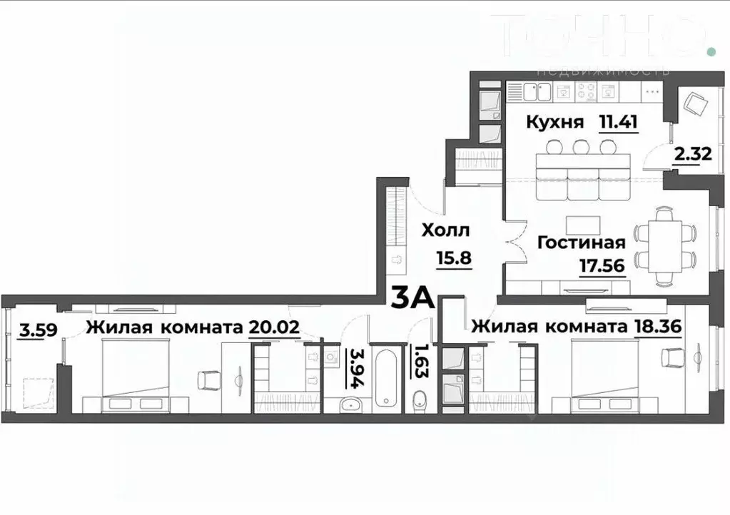 3-к кв. Пензенская область, Пенза ул. Лозицкой, 1А (95.0 м) - Фото 1