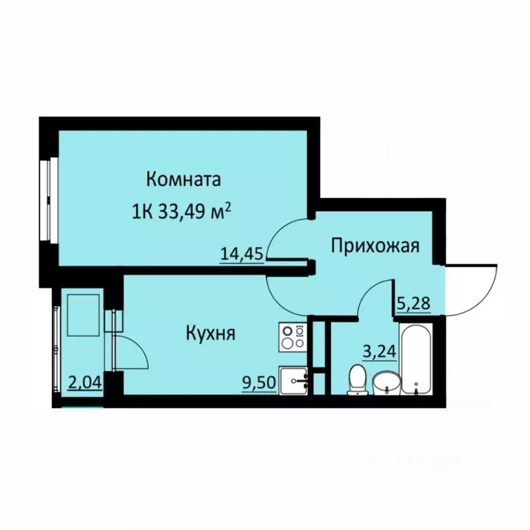1-к кв. Пермский край, д. Кондратово ул. Водопроводная, 6/2 (33.51 м) - Фото 0