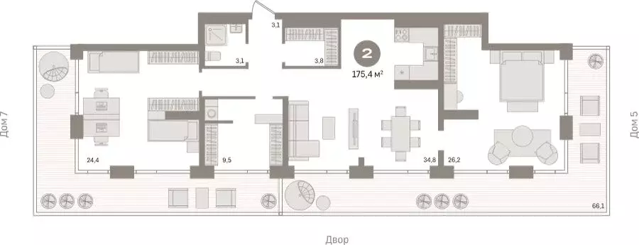 2-комнатная квартира: Новосибирск, улица Декабристов, 107/6 (175.36 м) - Фото 1