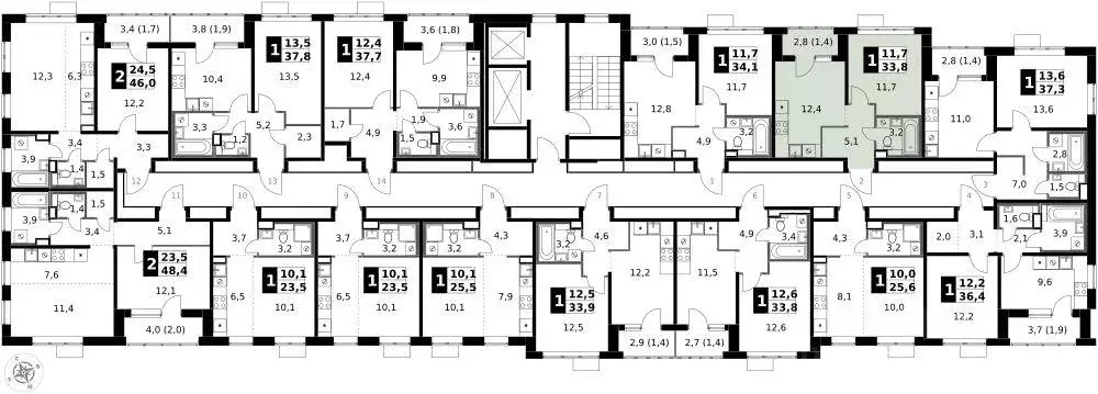 Квартира, 1 комната, 33.79 м - Фото 2