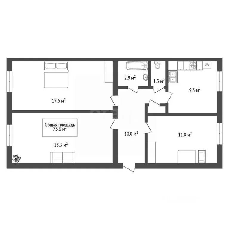 3-к кв. Новосибирская область, Новосибирск Красный просп., 161/1 (73.6 ... - Фото 2