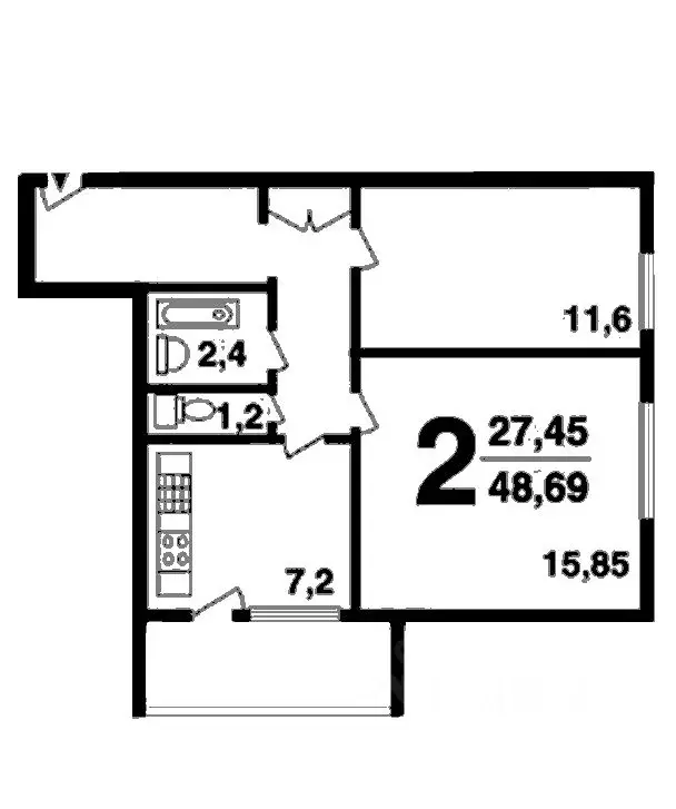 2-к кв. Московская область, Химки просп. Мира, 1 (50.0 м) - Фото 1