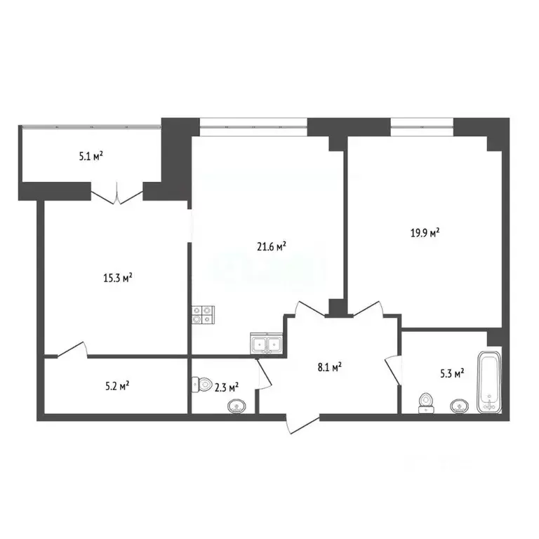 2-к кв. Челябинская область, Челябинск просп. Героя России Е.Н. ... - Фото 2