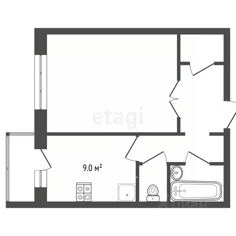 1-к кв. Челябинская область, Челябинск ул. Трашутина, 35 (40.8 м) - Фото 2