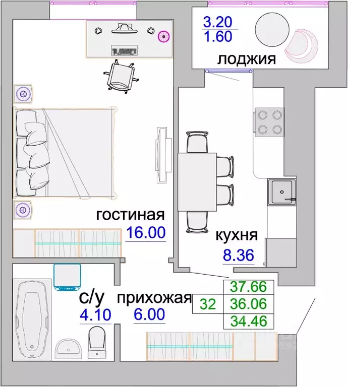 1-к кв. Калининградская область, Зеленоградск ул. Тургенева, 16А (36.4 ... - Фото 0