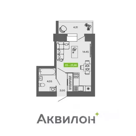 Студия Архангельская область, Северодвинск  (23.66 м) - Фото 0