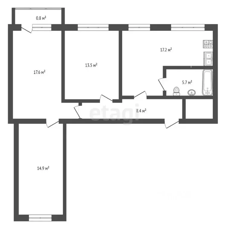 4-к кв. Архангельская область, Новодвинск ул. Мира, 9 (78.1 м) - Фото 1