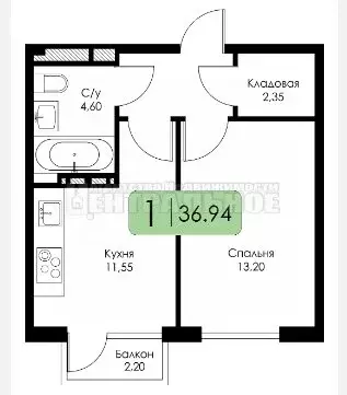 1-комнатная квартира: Смоленск, ЖК Среда (36.94 м) - Фото 0
