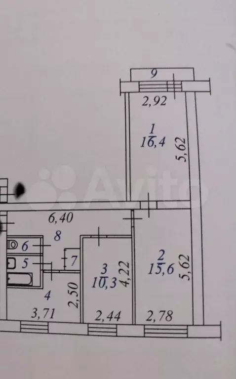 3-к. квартира, 65,3 м, 2/2 эт. - Фото 0