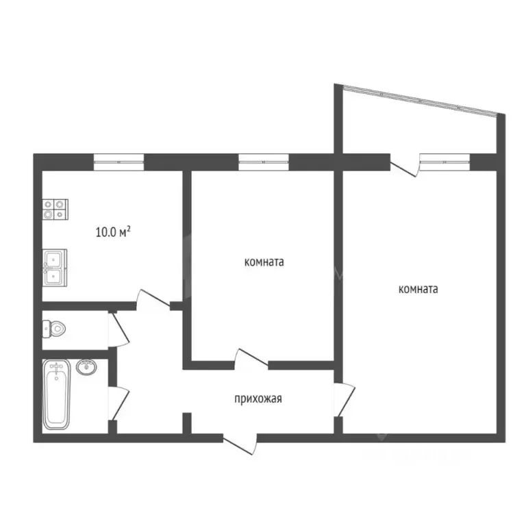 2-к кв. Тюменская область, Тюмень Заречный проезд, 35 (50.6 м) - Фото 2