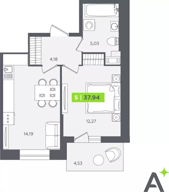 1-комнатная квартира: Кудрово, Солнечная улица, 10к2 (37.7 м) - Фото 1