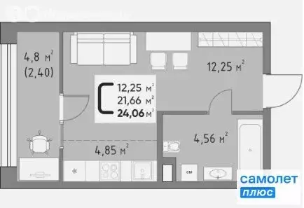 Квартира-студия: Краснодар, ЖК Станиславский (23.6 м) - Фото 1