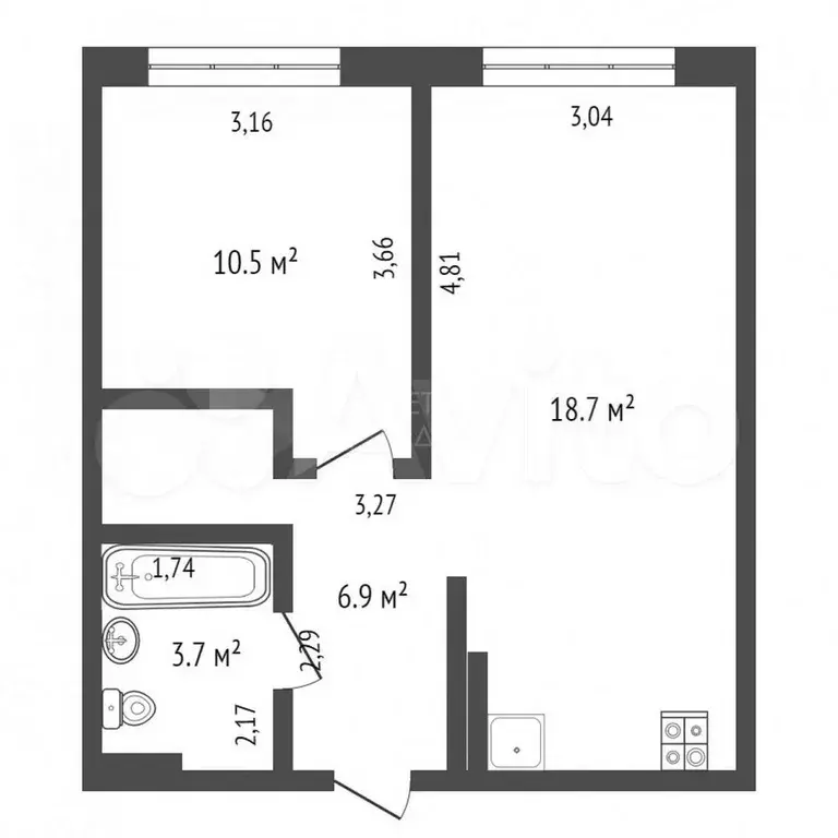 1-к. квартира, 31 м, 1/4 эт. - Фото 0