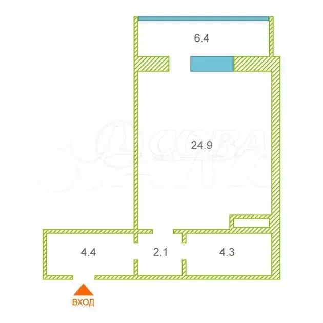 Квартира-студия, 35,7 м, 8/10 эт. - Фото 0
