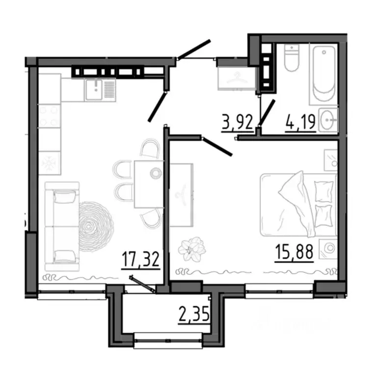 1-к кв. Крым, Белогорск  (42.02 м) - Фото 1