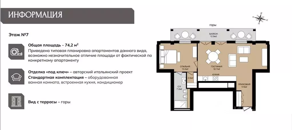 2-к кв. Крым, Ялта городской округ, Ореанда пгт 60Гк4 (74.2 м) - Фото 1