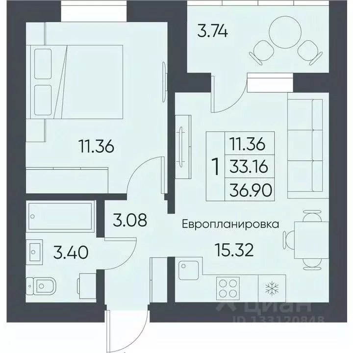 1-к кв. Саратовская область, Татищево рп  (36.9 м) - Фото 0