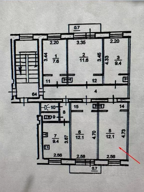 Комната Псковская область, Псков ул. Гагарина, 13 (14.0 м) - Фото 2