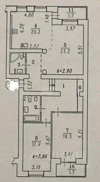 3-к кв. Омская область, Омск ул. Булгакова, 2 (110.0 м) - Фото 2